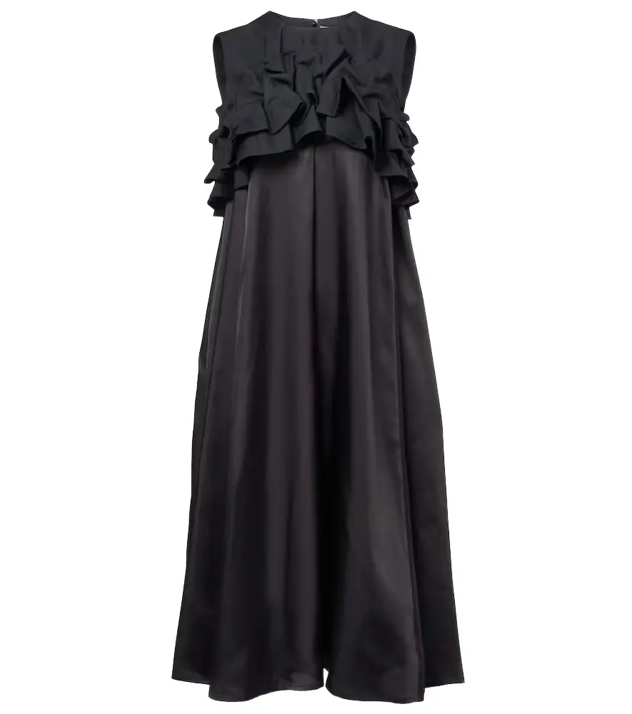 Noir Kei Ninomiya Ruffled wool midi dress | Image 1 Noir Kei Ninomiya Ruffled wool midi dress | Image 1