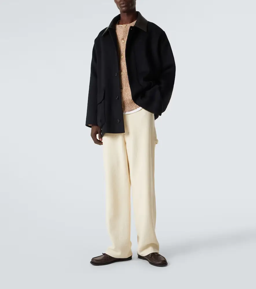 Auralee Leather-trimmed cashmere blouson jacket | Thumbnail 4 Auralee Leather-trimmed cashmere blouson jacket | Thumbnail 4