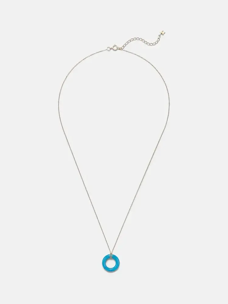 14kt gold pendant necklace with turquoise