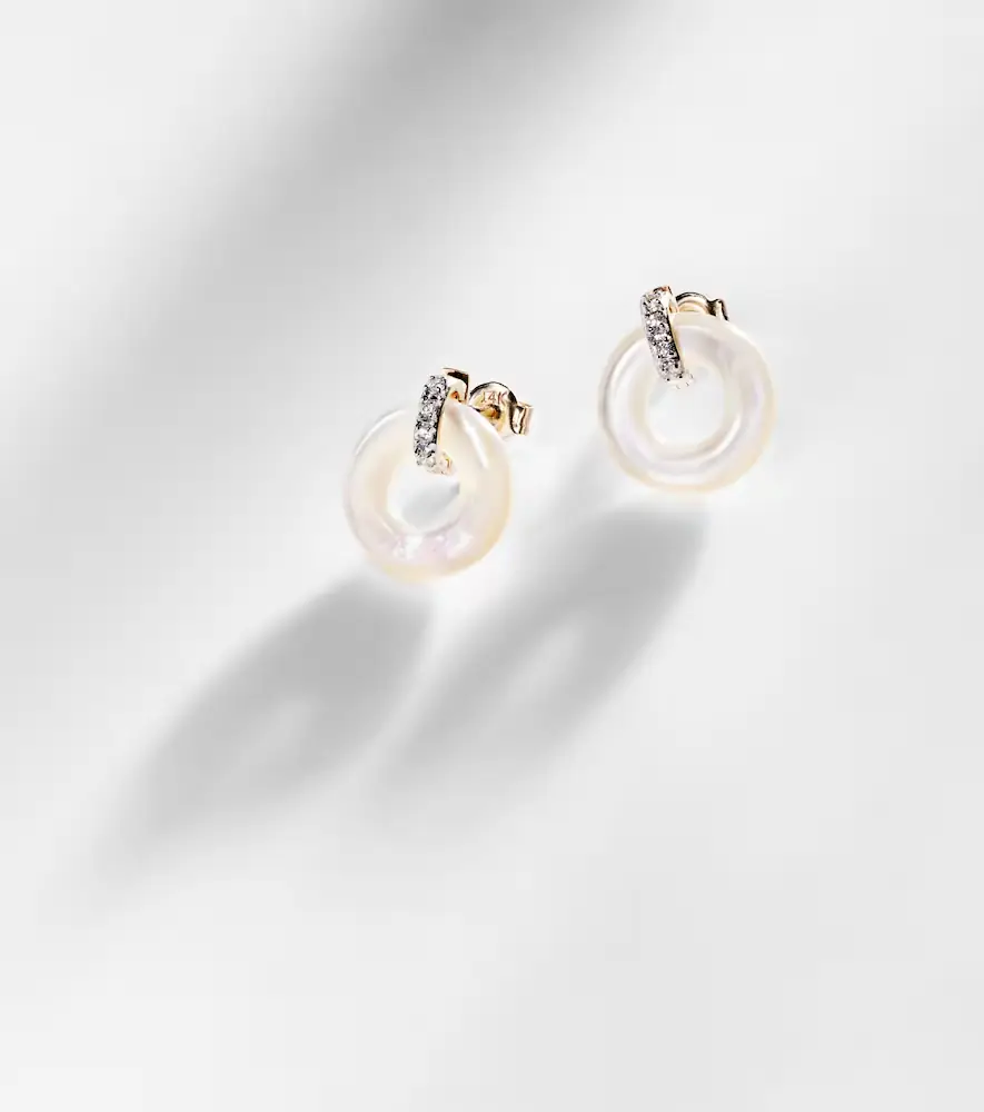 Mateo 14kt gold earrings with mother-of-pearl and diamonds | Thumbnail 5 Mateo 14kt gold earrings with mother-of-pearl and diamonds | Thumbnail 5