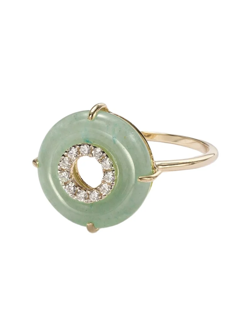 Mateo 14kt gold ring with jade and diamonds