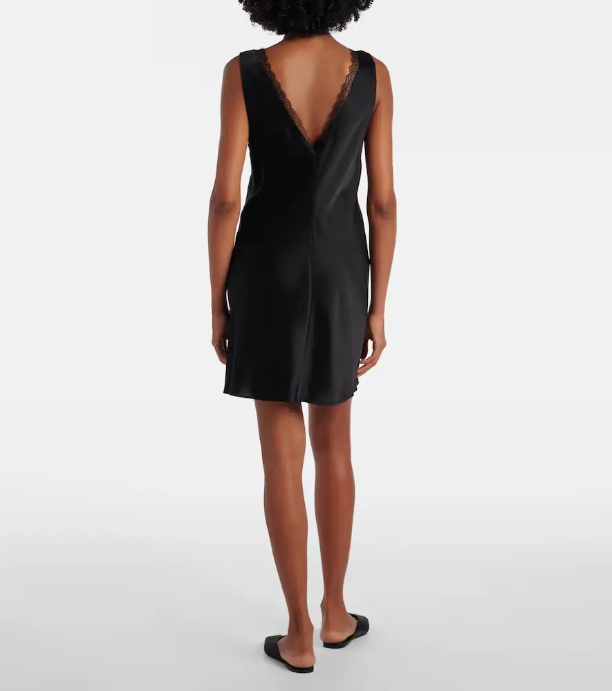 LESET Barb lace-trimmed satin minidress | Thumbnail 3