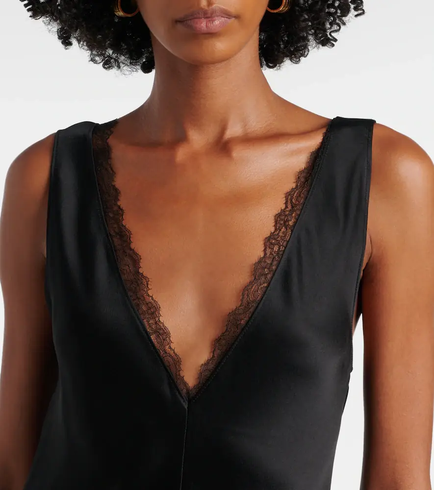 LESET Barb lace-trimmed satin minidress | Thumbnail 5