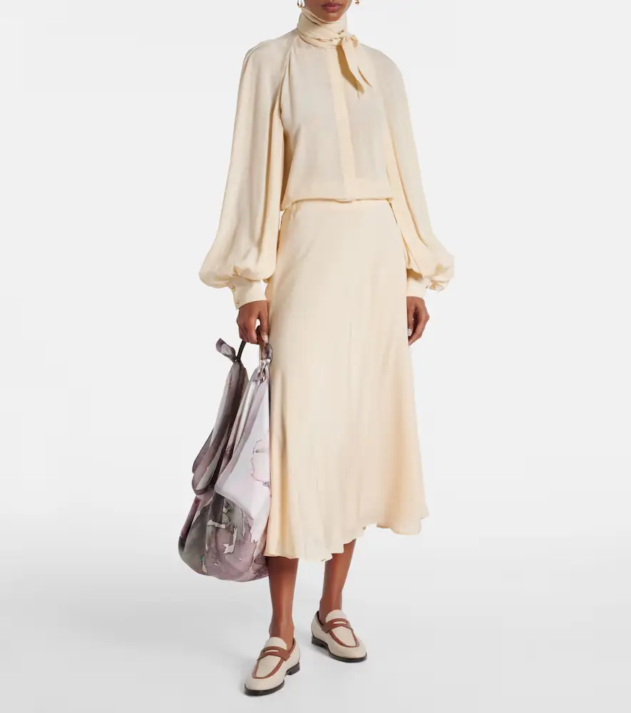 Loro Piana Valmy tie-neck silk blouse | Thumbnail 3 Loro Piana Valmy tie-neck silk blouse | Thumbnail 3
