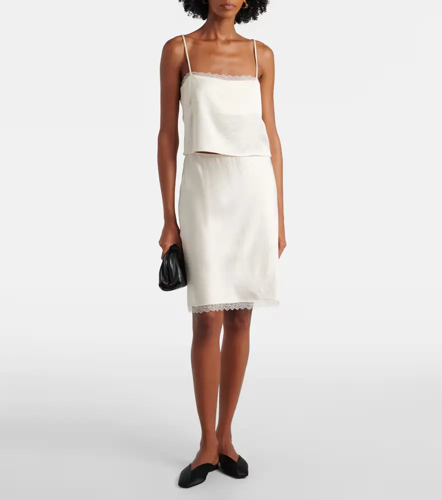 LESET Barb cropped lace satin camisole | Thumbnail 2