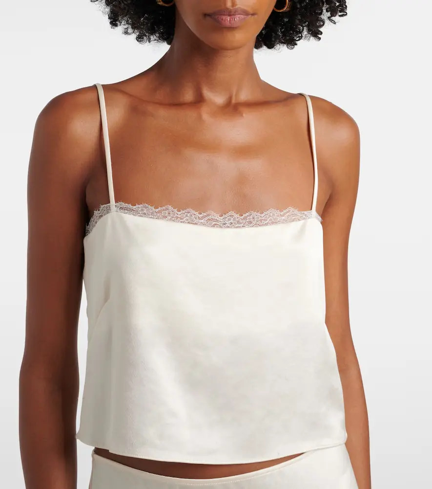 LESET Barb cropped lace satin camisole | Thumbnail 3