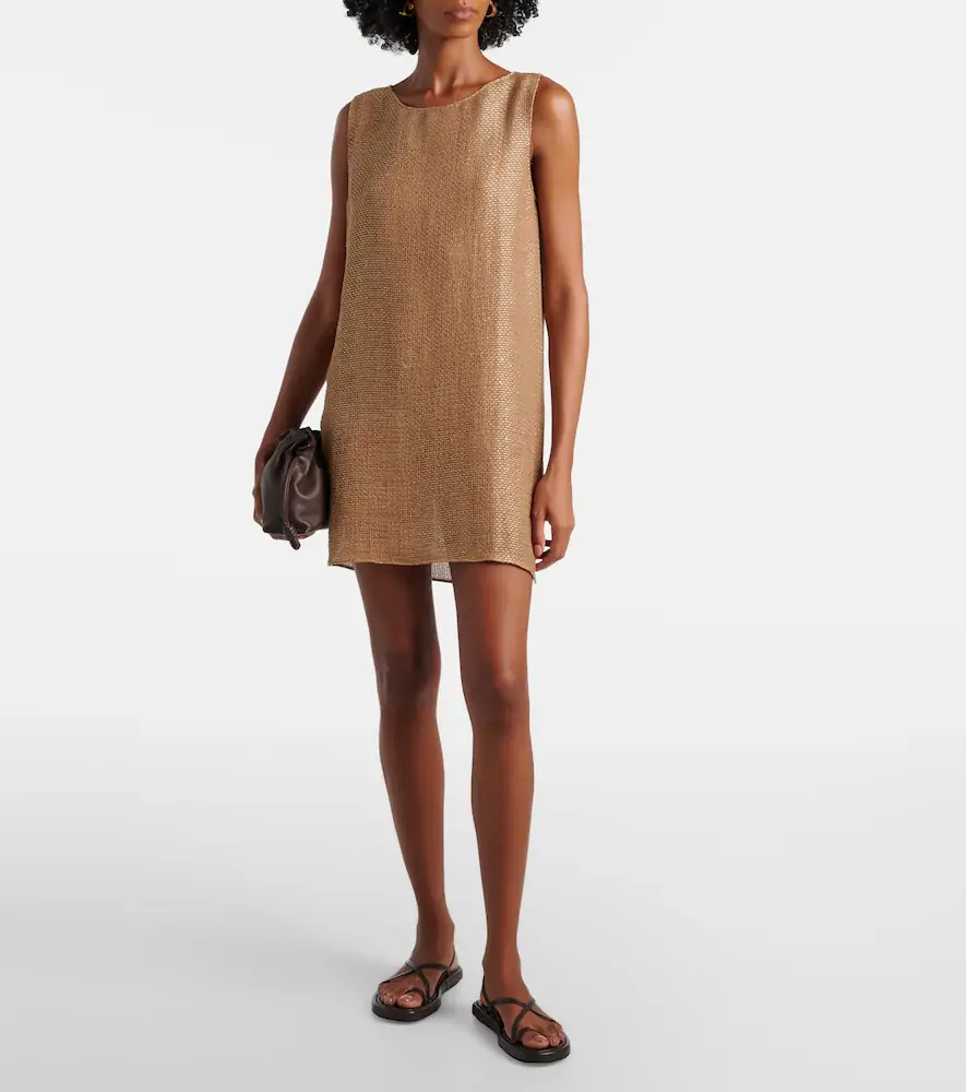LESET Stella sequined linen-blend minidress | Thumbnail 2