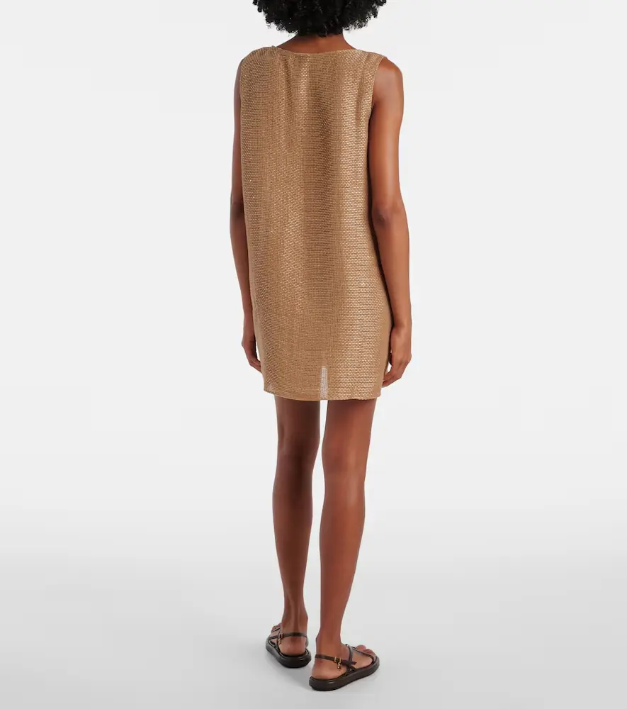 LESET Stella sequined linen-blend minidress | Thumbnail 4