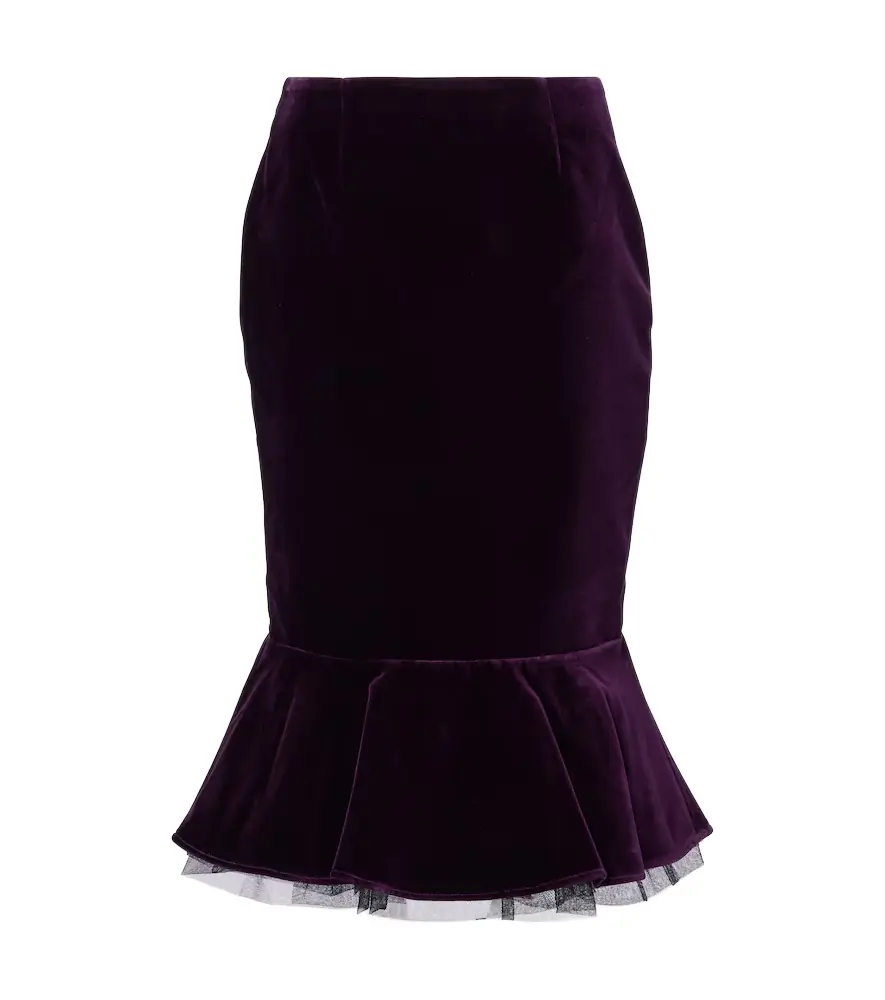 Nina Ricci Peplum cotton velvet midi skirt | Image 1 Nina Ricci Peplum cotton velvet midi skirt | Image 1