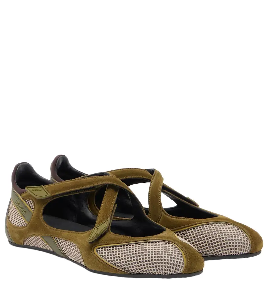 The Attico Floor 01 suede and mesh ballet flats | Image 1 The Attico Floor 01 suede and mesh ballet flats | Image 1