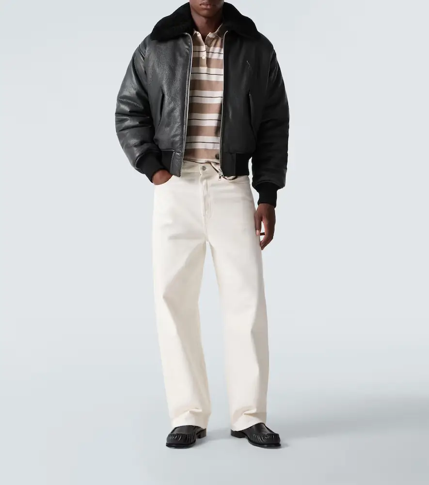 AMI PARIS Shearling-trimmed leather bomber jacket | Thumbnail 2 AMI PARIS Shearling-trimmed leather bomber jacket | Thumbnail 2
