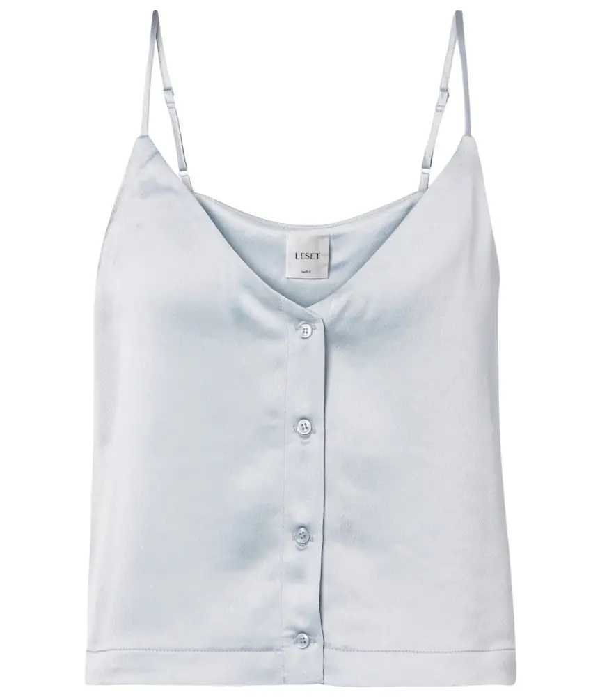 LESET Barb Button satin camisole