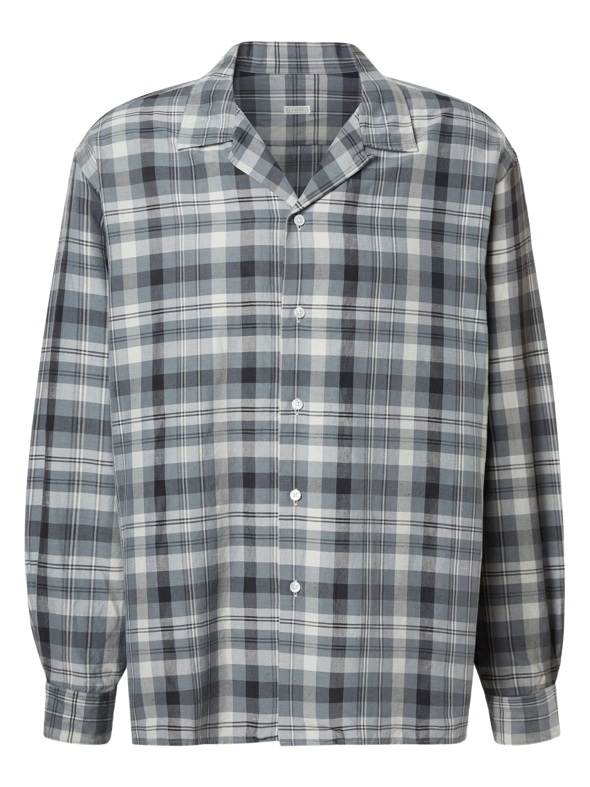 A. Presse Checked silk and linen shirt