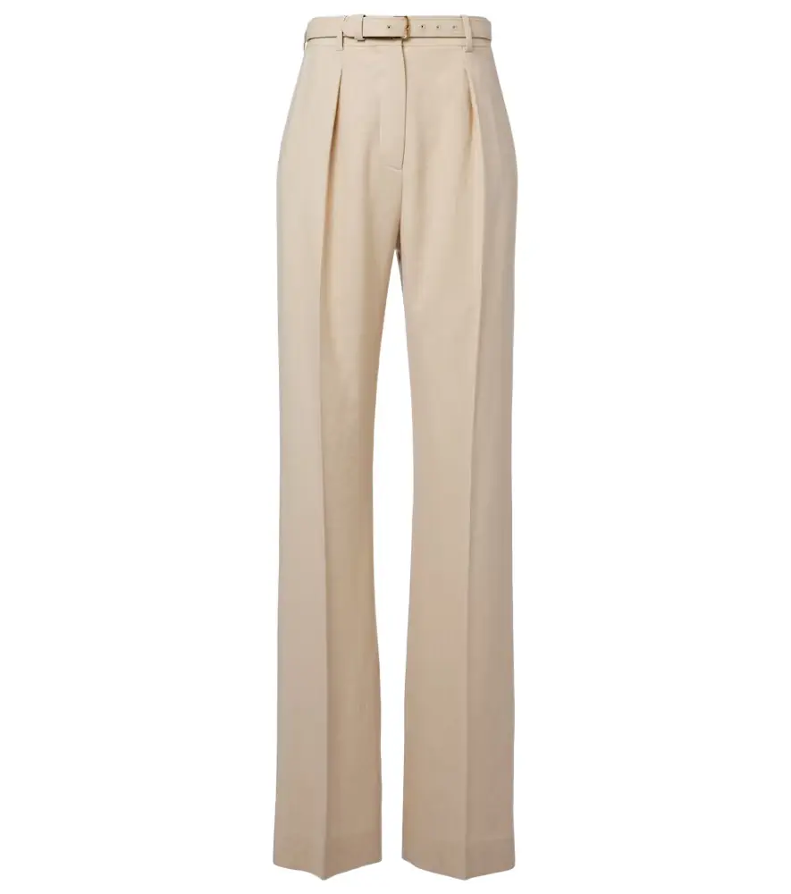 Loro Piana Belted linen and wool straight pants