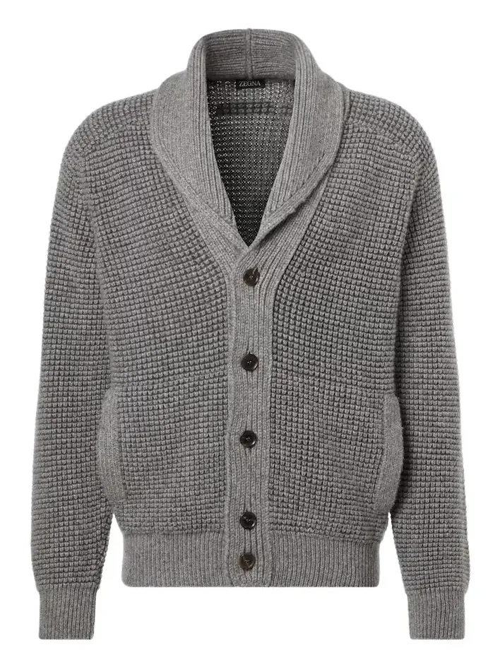 Waffle-knit cashmere and mohair cardigan