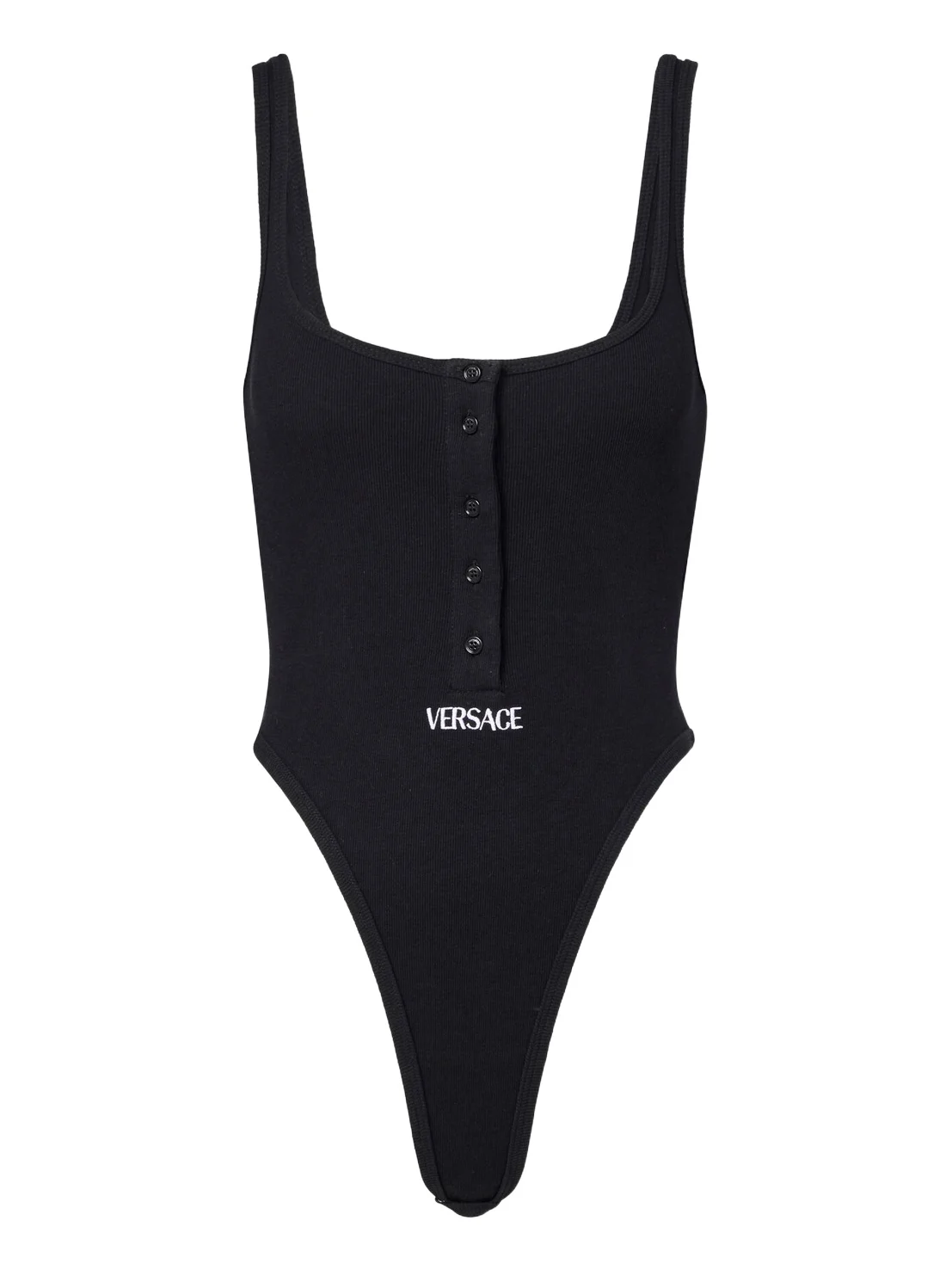 Ribbed-knit logo cotton-blend bodysuit Ribbed-knit logo cotton-blend bodysuit