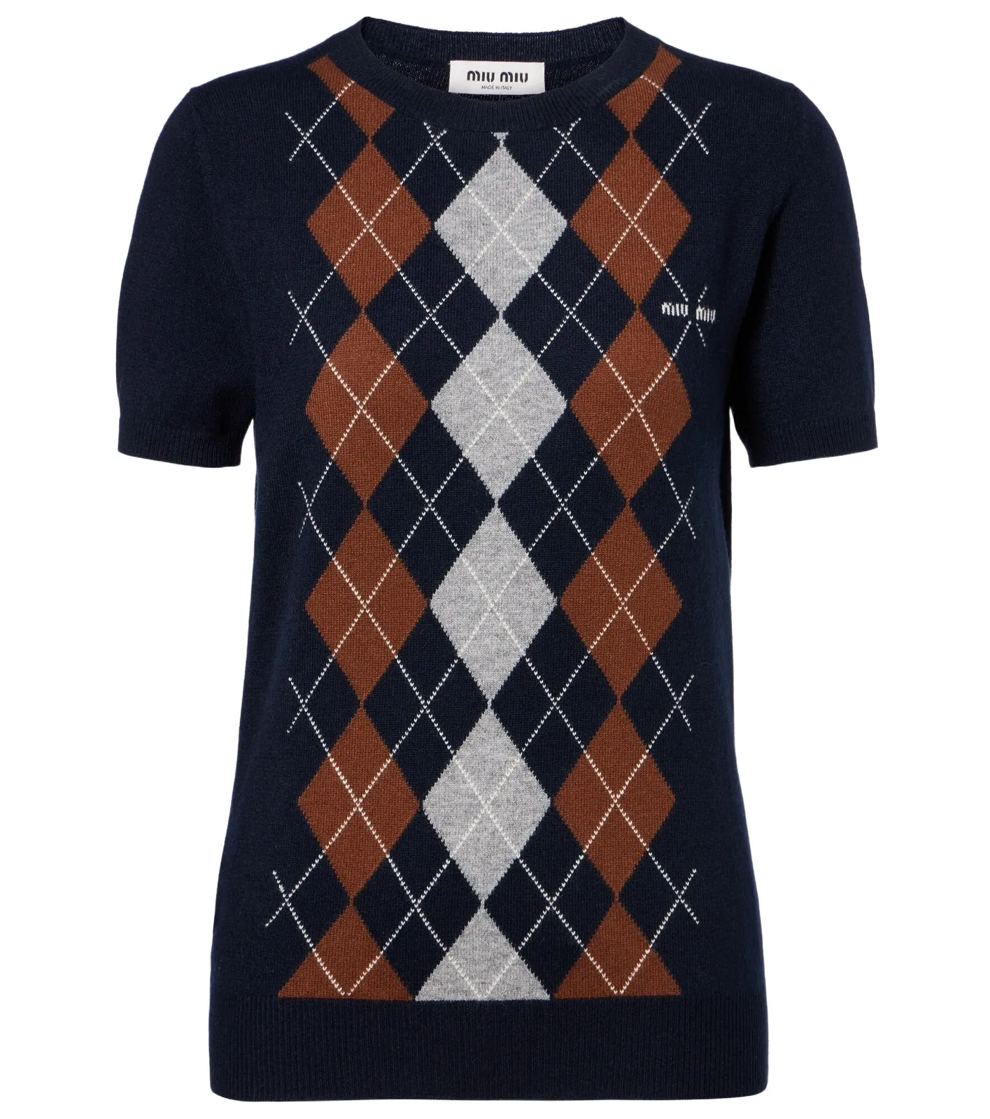 Miu Miu Argyle knitted cashmere top