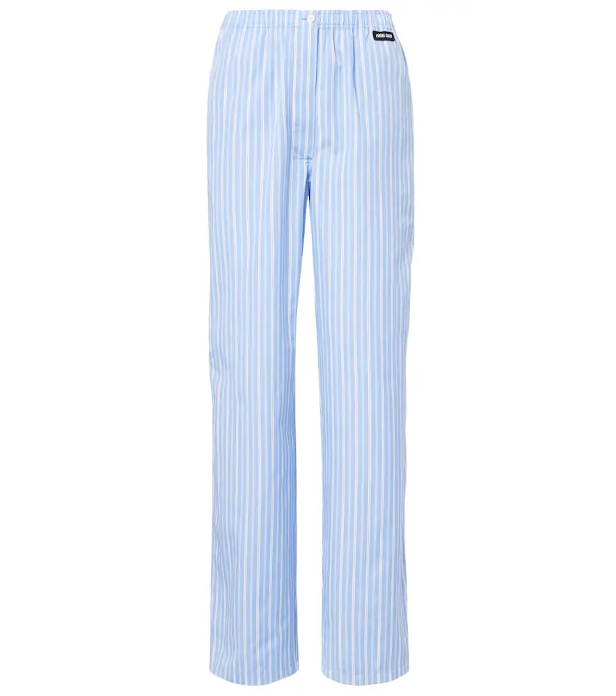 Miu Miu Striped cotton poplin wide-leg pants | Image 1 Miu Miu Striped cotton poplin wide-leg pants | Image 1