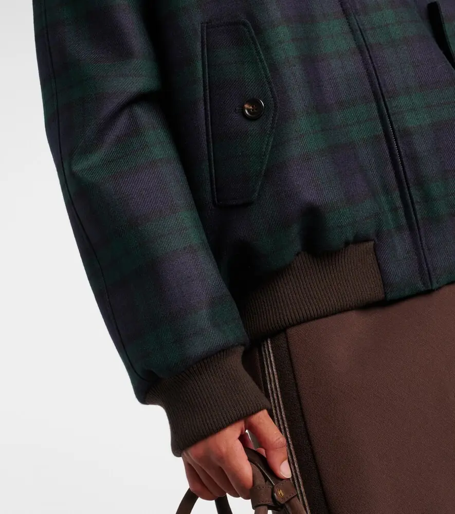 Miu Miu Plaid virgin wool twill blouson jacket | Thumbnail 4 Miu Miu Plaid virgin wool twill blouson jacket | Thumbnail 4