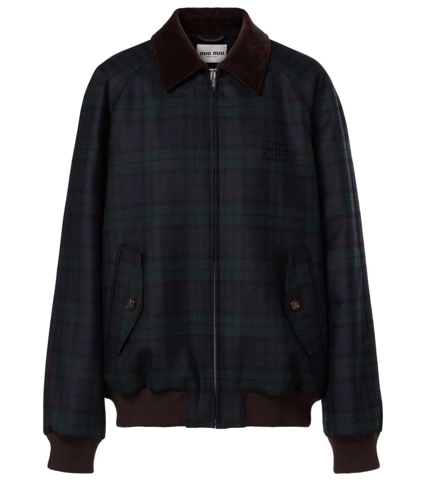 Miu Miu Plaid virgin wool twill blouson jacket