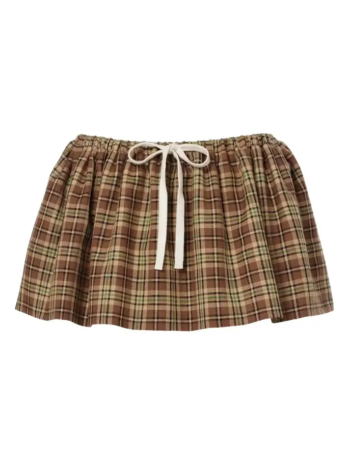 Plaid virgin wool miniskirt