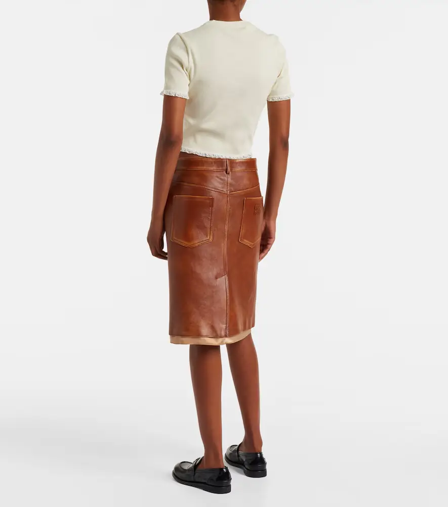 Miu Miu Cropped lace-trimmed cotton T-shirt | Thumbnail 5