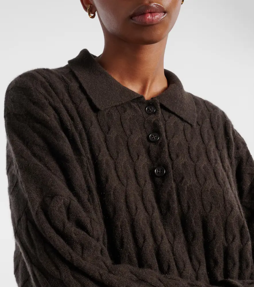 Lisa Yang Cable-knit cashmere polo sweater | Thumbnail 2
