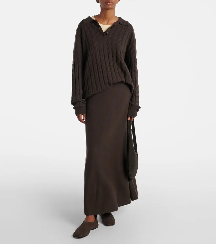 Lisa Yang Cable-knit cashmere polo sweater | Thumbnail 6