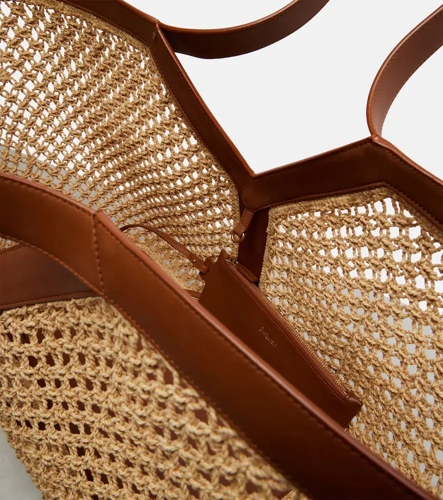 Saint Laurent Y leather-trimmed raffia tote bag | Thumbnail 2 Saint Laurent Y leather-trimmed raffia tote bag | Thumbnail 2