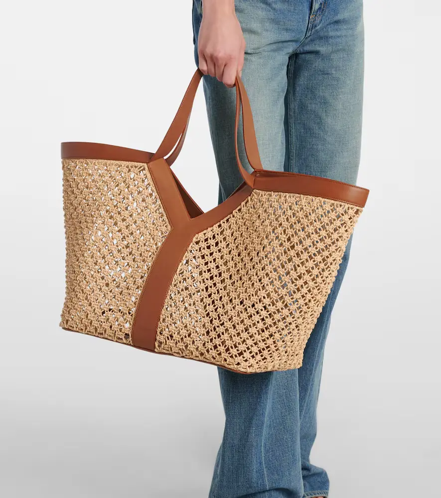 Saint Laurent Y leather-trimmed raffia tote bag | Thumbnail 5 Saint Laurent Y leather-trimmed raffia tote bag | Thumbnail 5