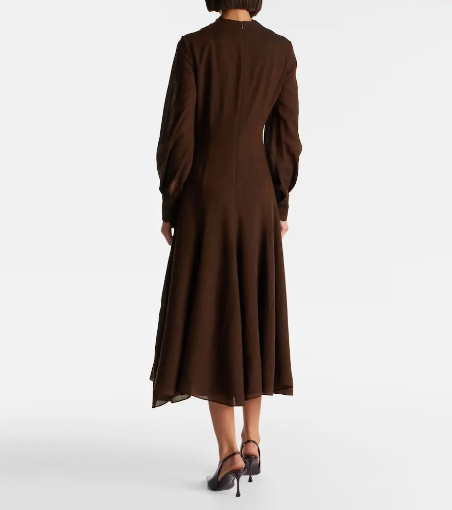 Emilia Wickstead Avara draped wool twill midi dress | Thumbnail 2 Emilia Wickstead Avara draped wool twill midi dress | Thumbnail 2