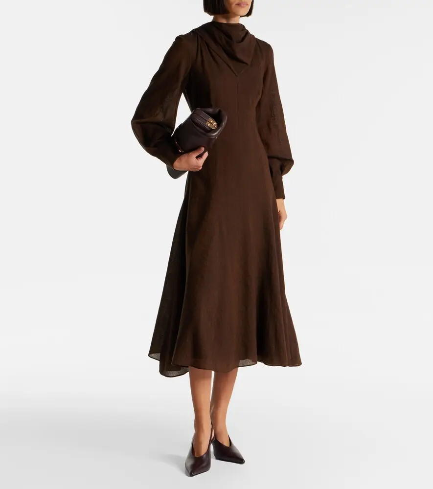 Emilia Wickstead Avara draped wool twill midi dress | Thumbnail 4 Emilia Wickstead Avara draped wool twill midi dress | Thumbnail 4