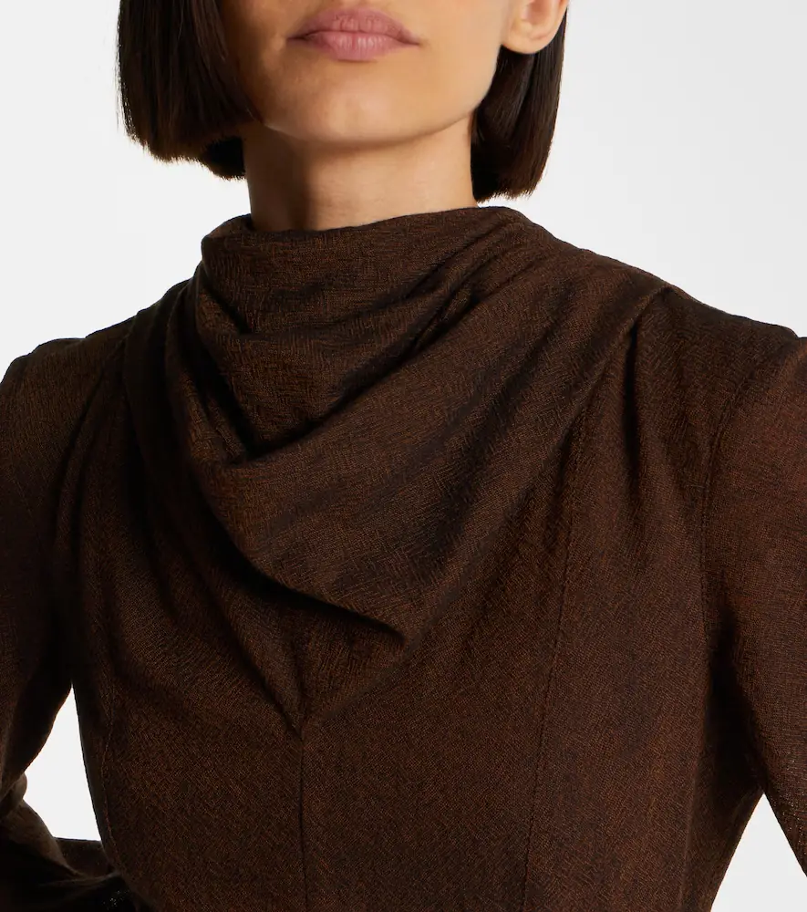 Emilia Wickstead Avara draped wool twill midi dress | Thumbnail 6 Emilia Wickstead Avara draped wool twill midi dress | Thumbnail 6