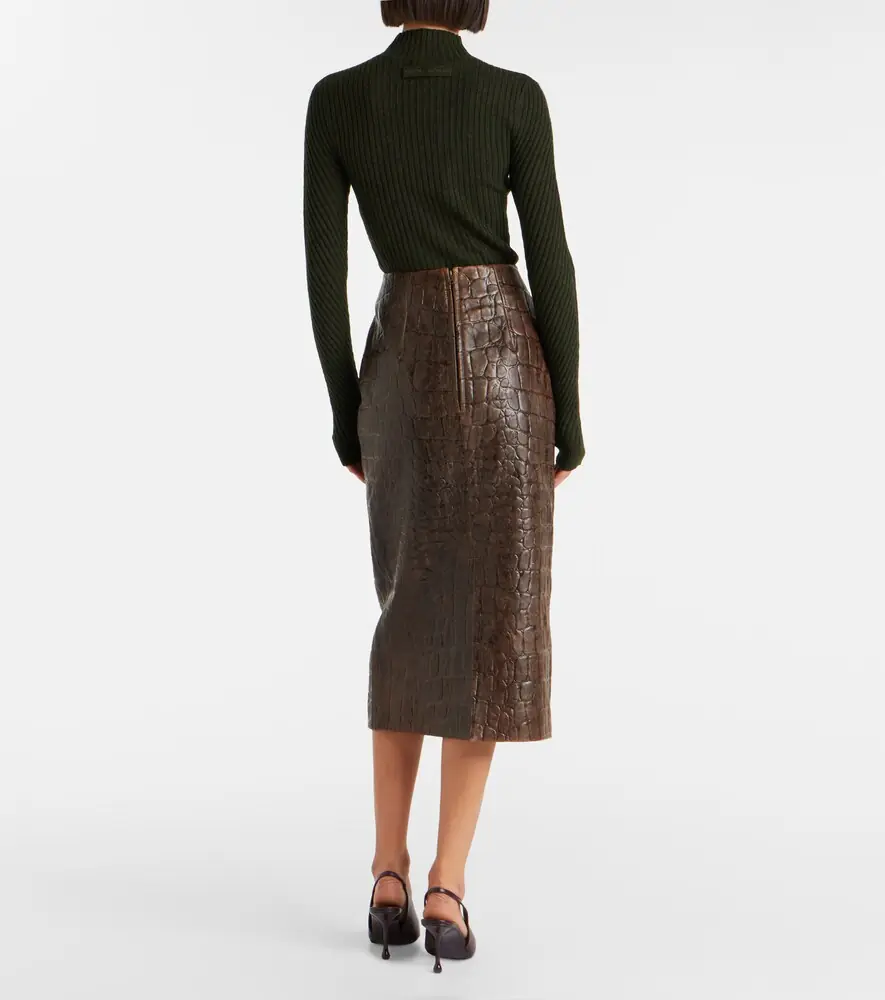 Emilia Wickstead Loretta croc-effect leather pencil skirt | Thumbnail 4 Emilia Wickstead Loretta croc-effect leather pencil skirt | Thumbnail 4