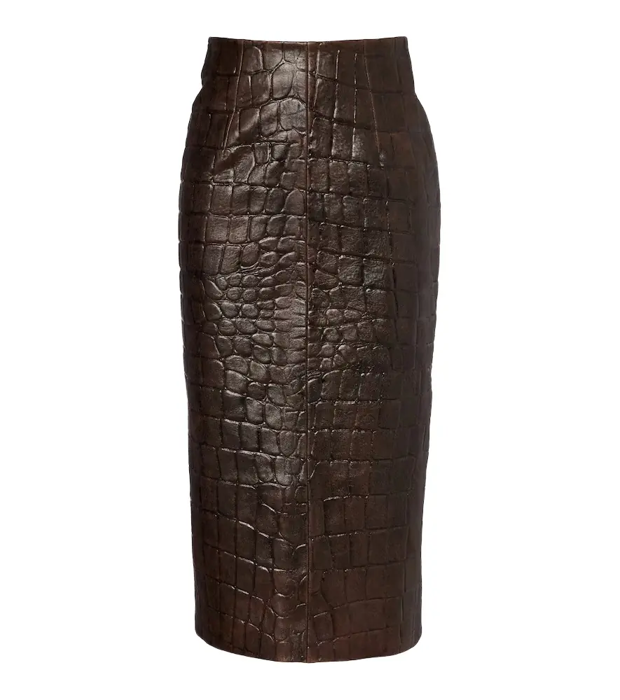 Emilia Wickstead Loretta croc-effect leather pencil skirt