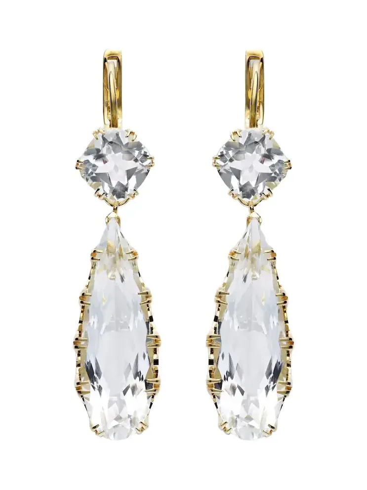 18kt gold earrings with white topaz