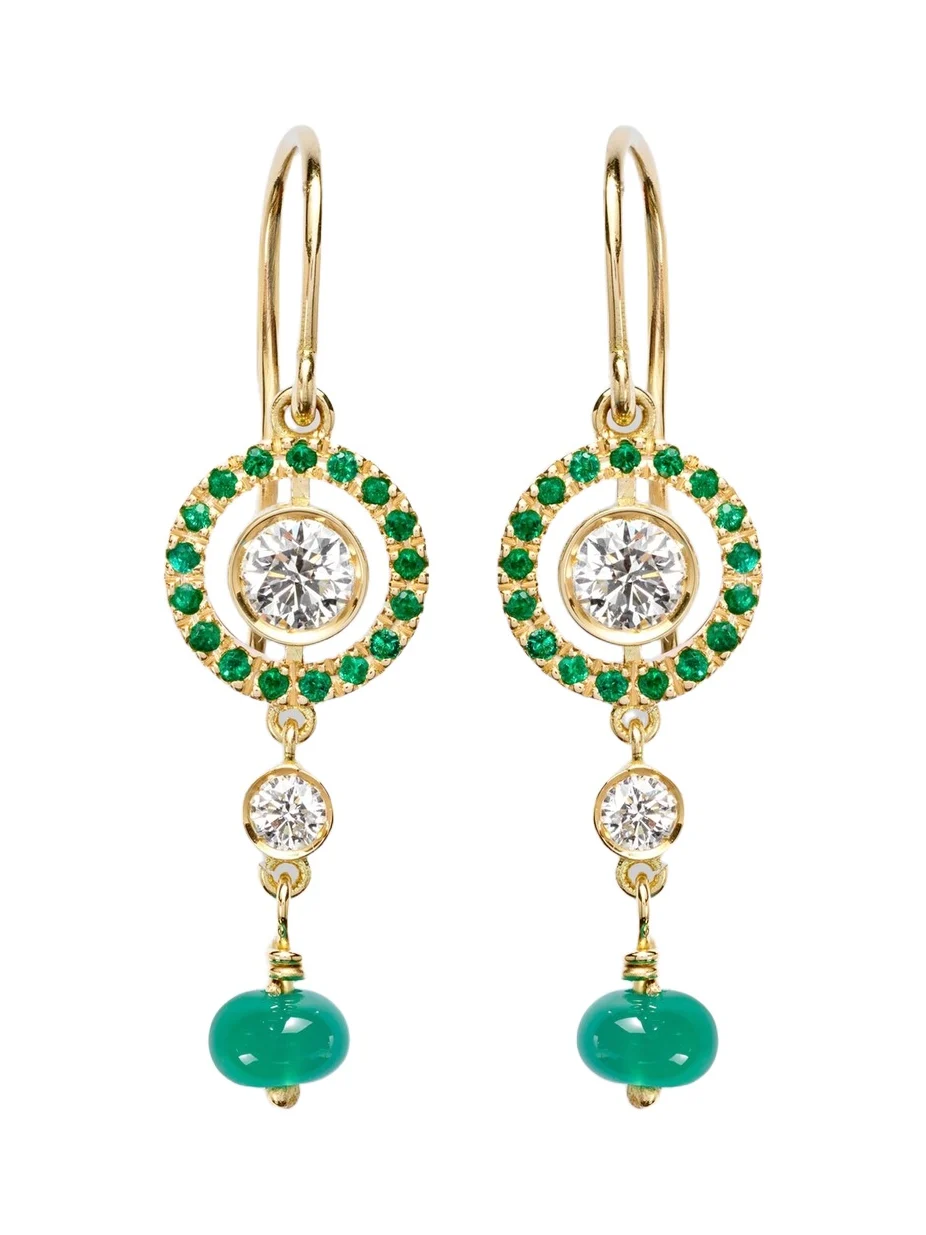 Ileana Makri Orbit 18kt gold drop earrings with gemstones