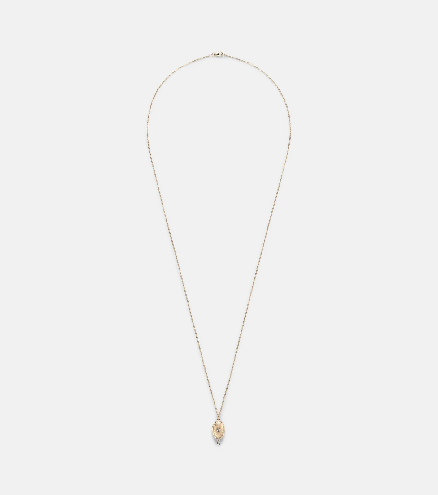 Persée Persée 9kt gold locket necklace with diamonds