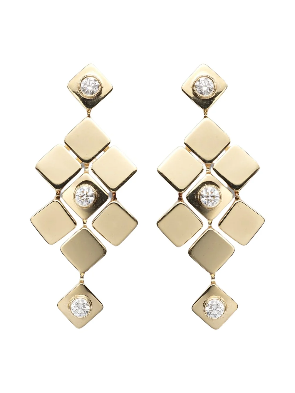 Tile Temple 18kt gold drop earrings with diamonds Tile Temple 18kt gold drop earrings with diamonds