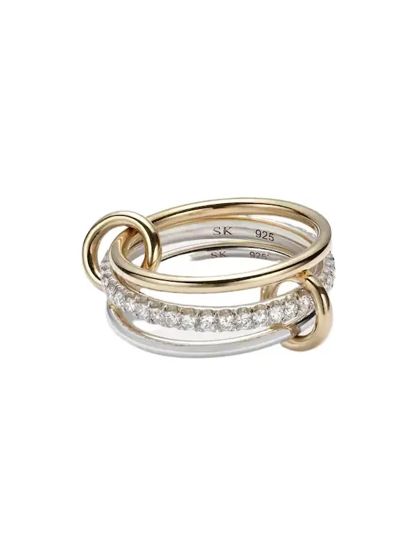 Tigris SG 18kt gold and sterling silver ring with diamonds