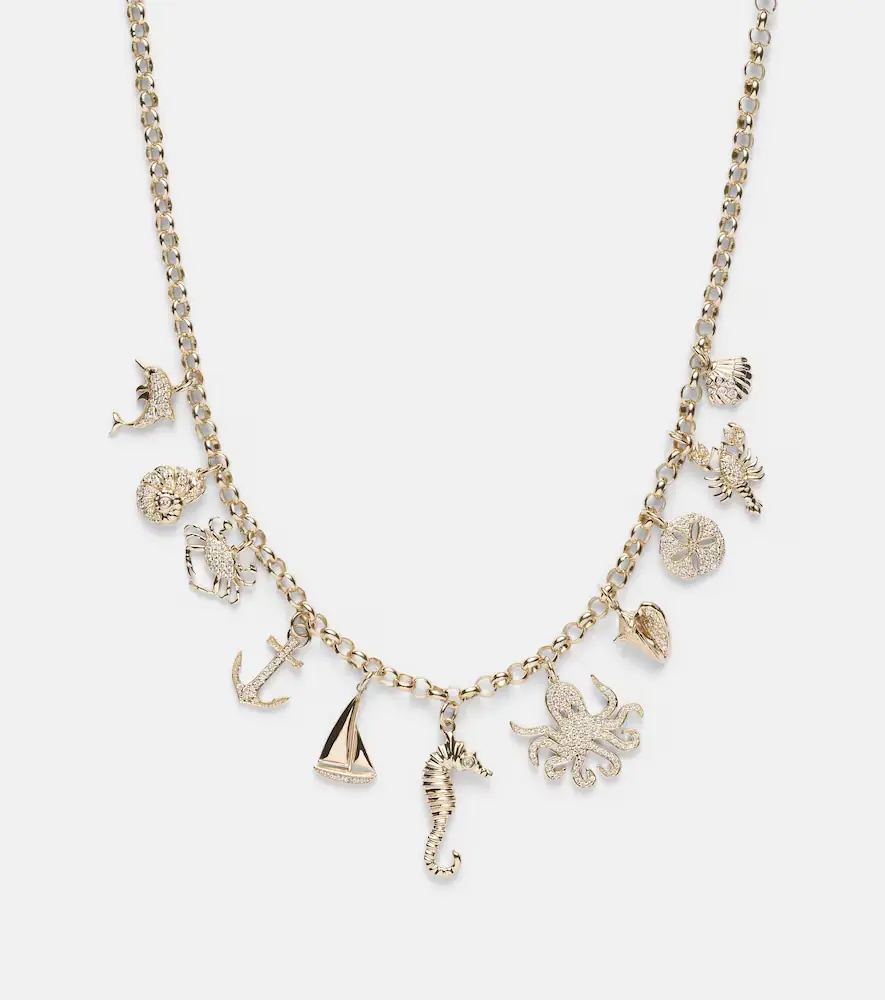 Sydney Evan 14kt gold charm necklace with diamonds | Thumbnail 3 Sydney Evan 14kt gold charm necklace with diamonds | Thumbnail 3