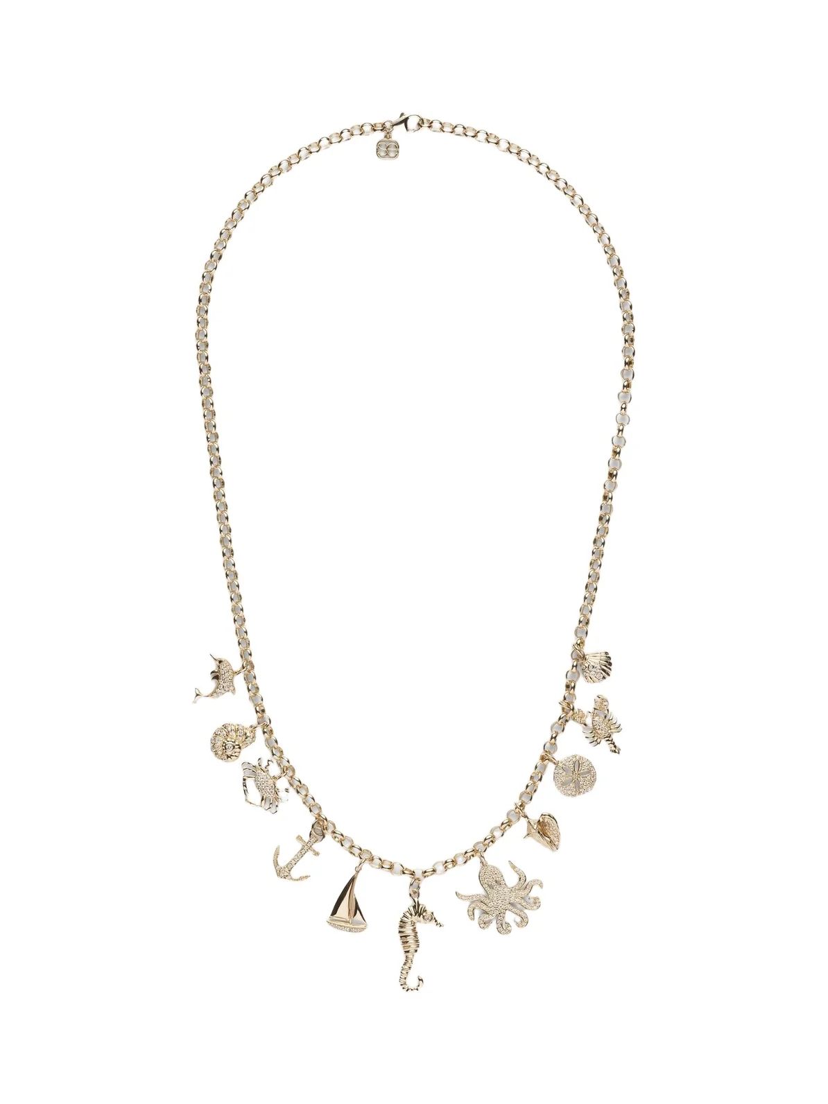 14kt gold charm necklace with diamonds