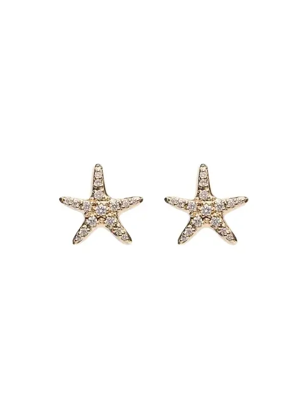 Starfish 14kt gold earrings with diamonds Starfish 14kt gold earrings with diamonds