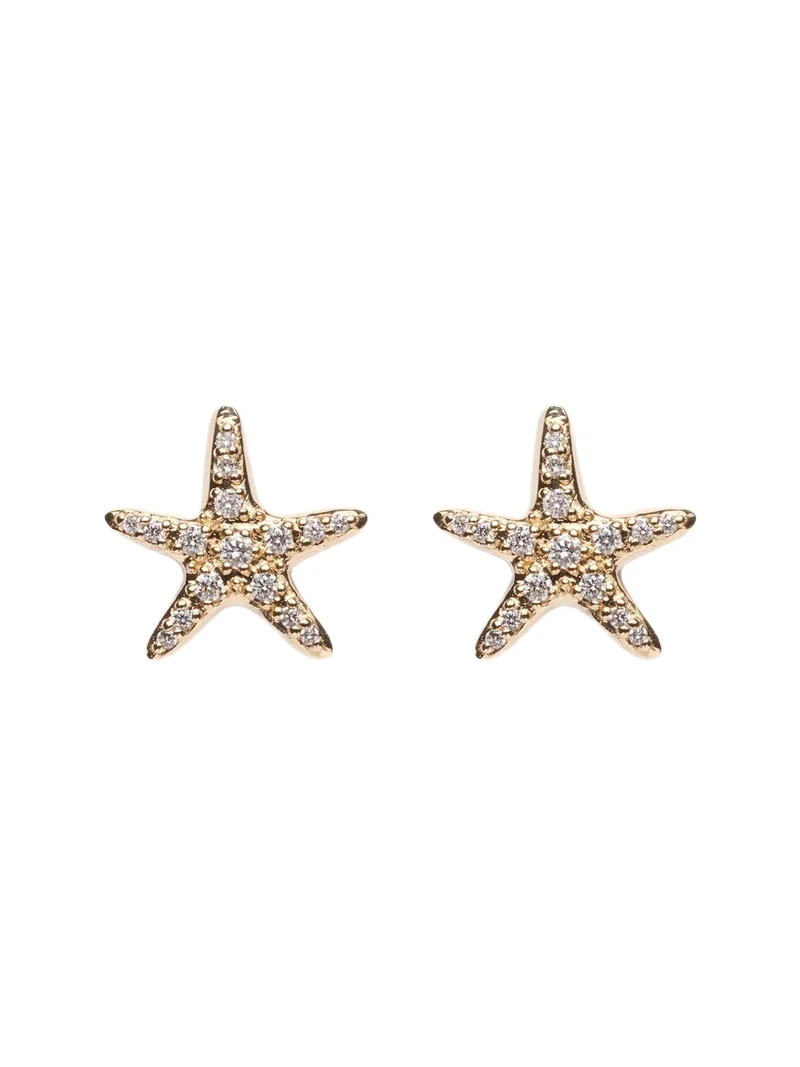 Starfish 14kt gold earrings with diamonds Starfish 14kt gold earrings with diamonds