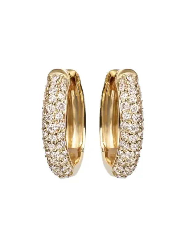 Essential 14kt gold hoop earrings with diamonds Essential 14kt gold hoop earrings with diamonds