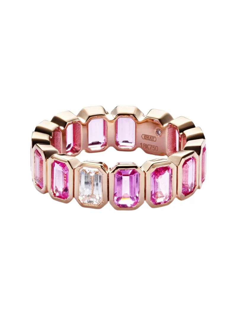 SHAY JEWELRY 18kt rose gold ring with pink sapphires and diamond