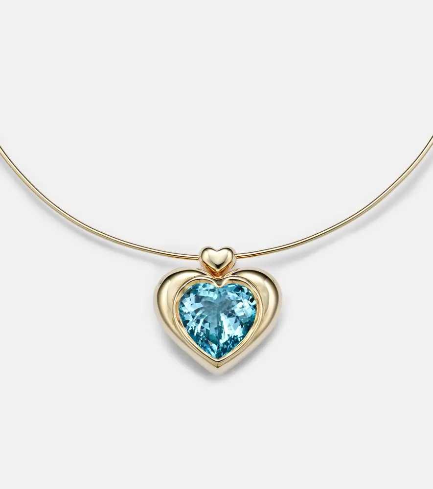 Roxanne First Cupid's Big Heart 14kt gold pendant necklace with topaz | Thumbnail 3