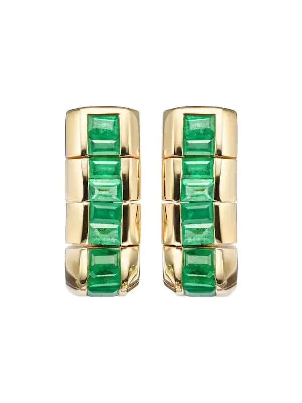 Scales 18kt gold earrings with emeralds