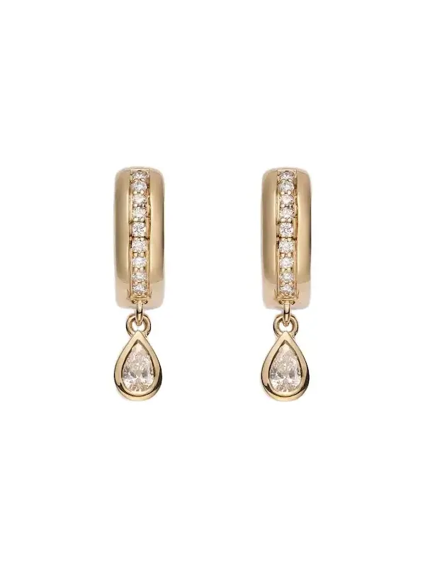 14kt gold hoop earrings with diamonds