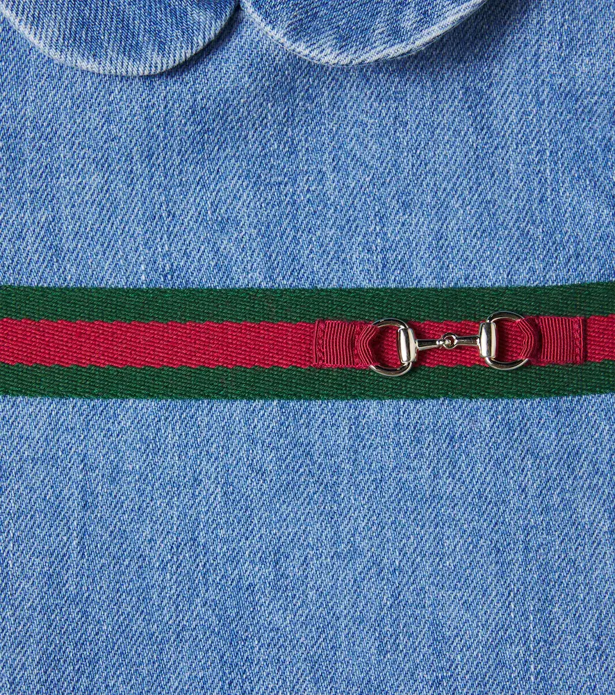 Gucci Kids Baby Horsebit Web Stripe denim dress | Thumbnail 3 Gucci Kids Baby Horsebit Web Stripe denim dress | Thumbnail 3